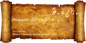 Hegyes Árpád névjegykártya