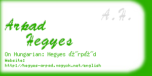 arpad hegyes business card